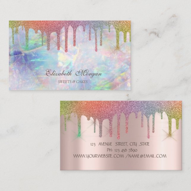 Chic Rainbow Drips Opal  Business Card (Front/Back)