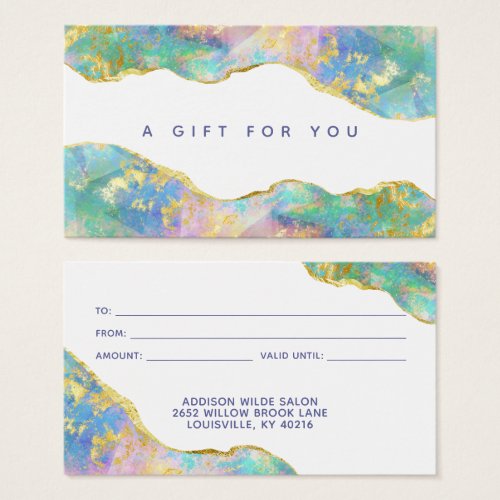 Custom Gift Certificates 14 Chic Rainbow Fire Opal Business Gift Card