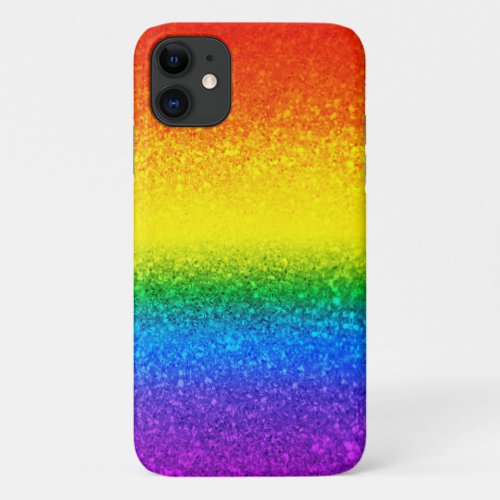Chic Rainbow Glitter Stripes Monogram Name iPhone 11 Case