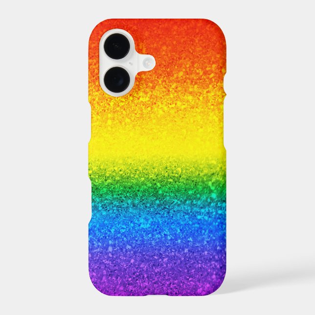 Chic Rainbow Glitter Stripes Monogram Name Iphone Case (Back)