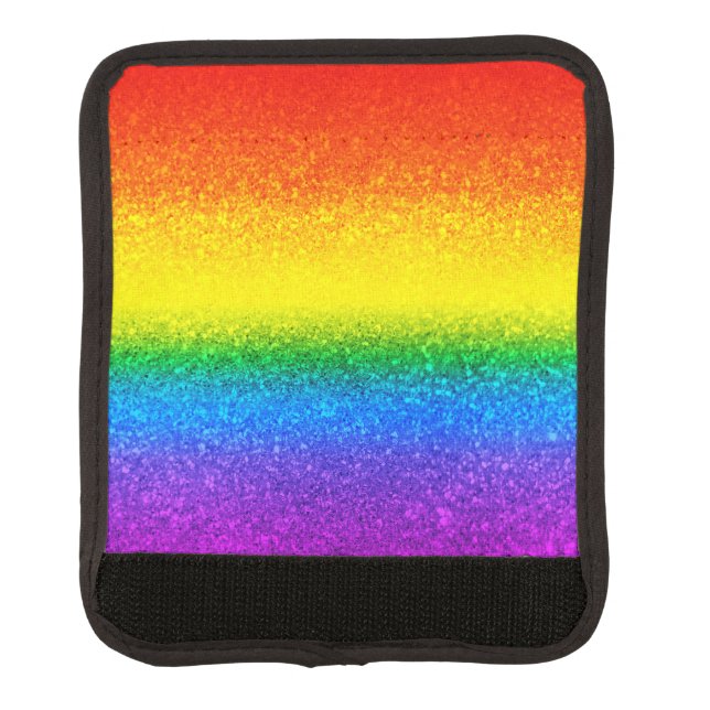 Chic Rainbow Glitter Stripes Monogram Name Luggage Handle Wrap (Front)