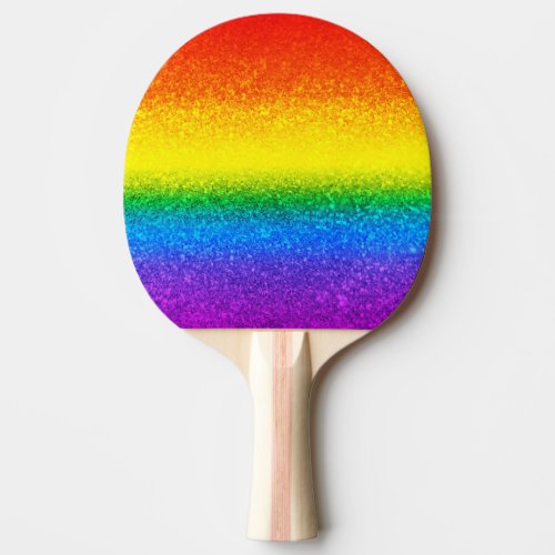 Chic Rainbow Glitter Stripes Monogram Name Ping Pong Paddle