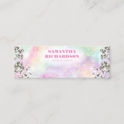 Chic Rainbow Silver Holographic Earring Display Mini Business Card