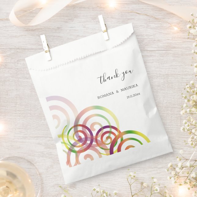 Chic Rainbow Spirals Personalized Favor Bag (Clipped)