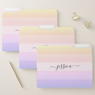 Chic rainbow striped script name file folder