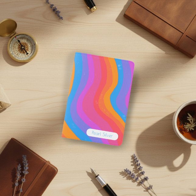 Chic Rainbow Waves CUSTOM Monogram Personalized  Passport Holder (Chic Rainbow Waves Stripes CUSTOM Monogram Personalized Passport Holder
)