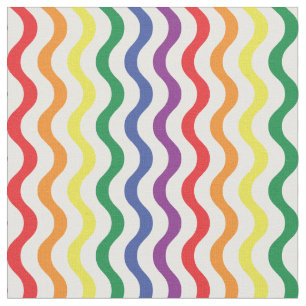 Chic Rainbow Wavy Lines Custom Pattern Fabric
