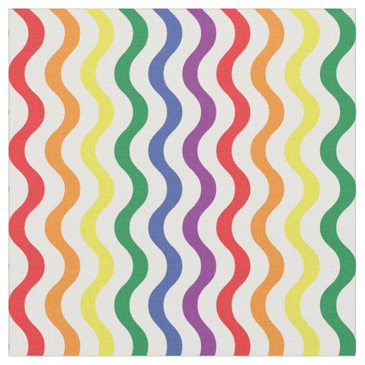 Chic Rainbow Wavy Lines Custom Pattern Fabric