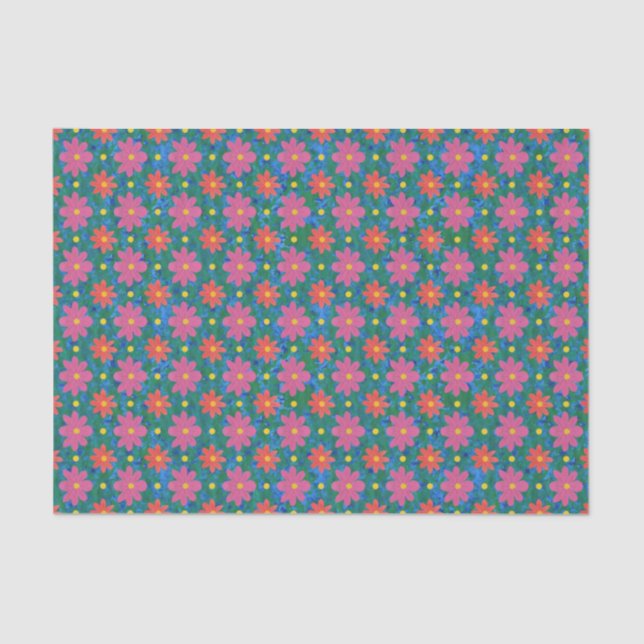 Chic Rangoli Flowers and Polka Dots Tissue Paper (Front)