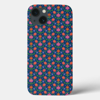 Chic Rangoli Flowers Polka Dots on Blue iPad Case