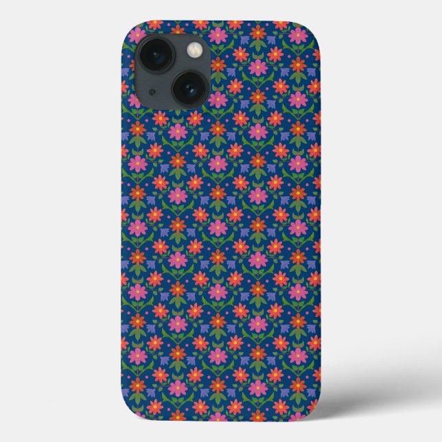 Chic Rangoli Flowers Polka Dots on Blue iPad Case (Back)