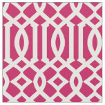 Chic Raspberry Pink and White Trellis Pattern Fabric