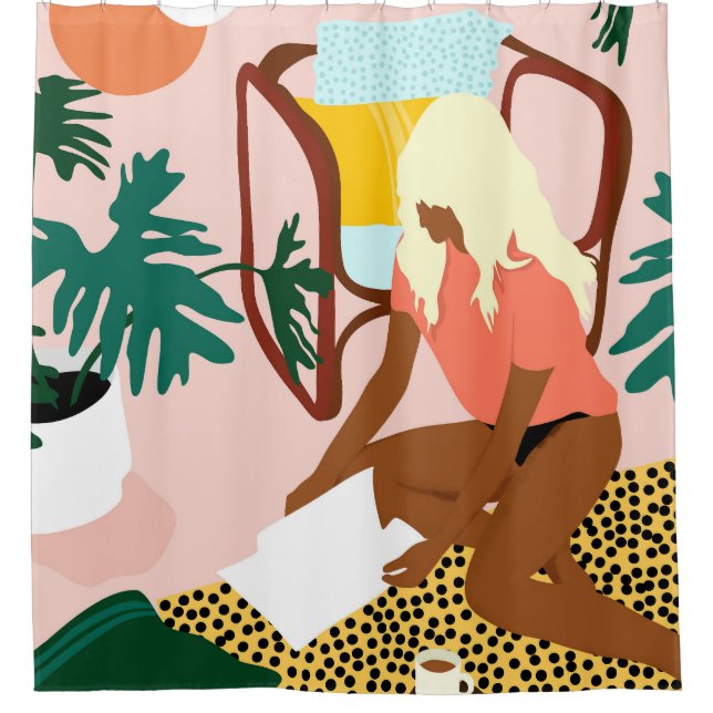 Chic Reading Corner Shower Curtain (Front)