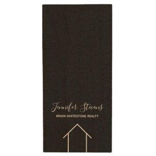 Chic Real Estate Black White Minimalist Realtor Wood Flash Drive