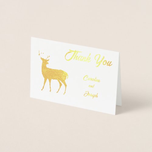 Chic Real Foil Deer Wedding Thank You Foil Card