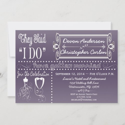 Chic Reception Only Chalkboard Invitation