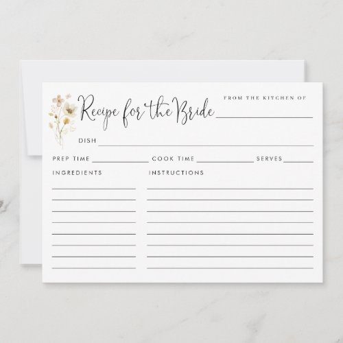 Chic Recipe for the Bride Wildflowers Floral Cards
