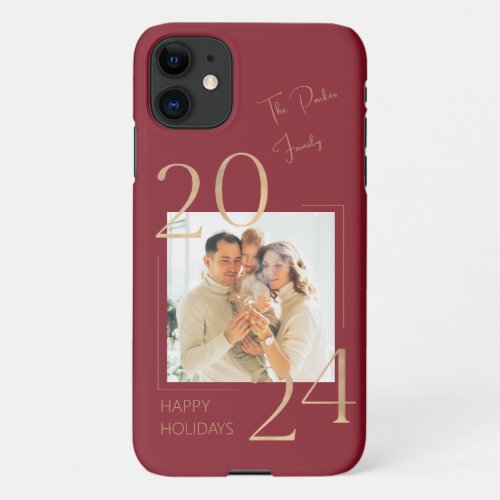 Chic Red 2024 New Year Custom Photo Holiday iPhone 11 Case