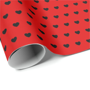 Chic Red And Black Hearts Pattern Wrapping Paper