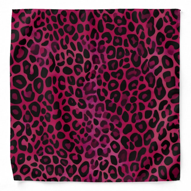 Chic red and Black Leopard Print Bandana (Front)