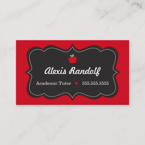 Chic Red and Black Tutor Business Card