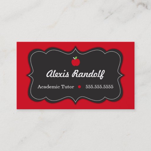 Customizable Chic Red and Black Tutor Business Card