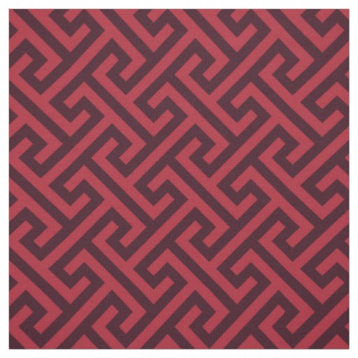 Chic red and brown greek key geometric patterns fabric