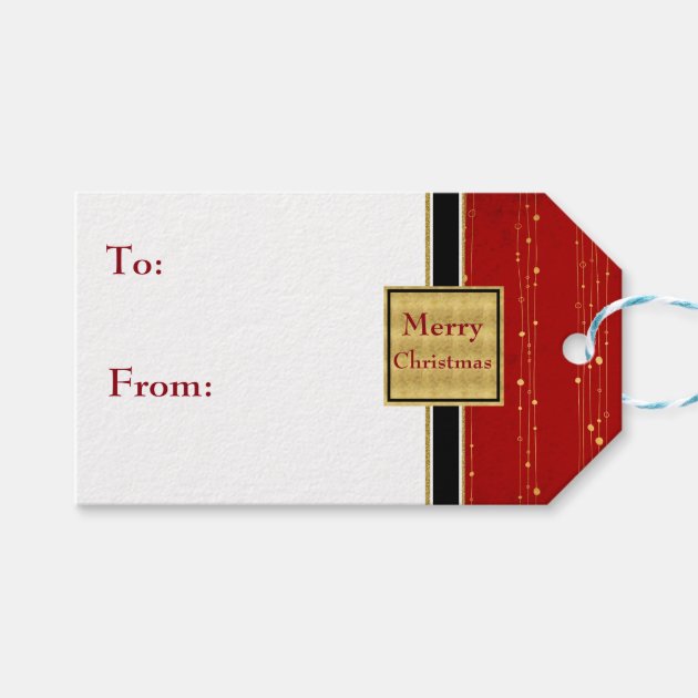 Chic Red And Gold Christmas Contemporary Gift Tags