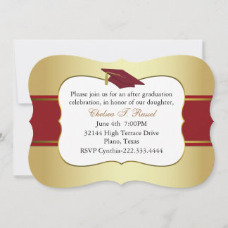 Chic Red and Gold Graduation Party Invitation
