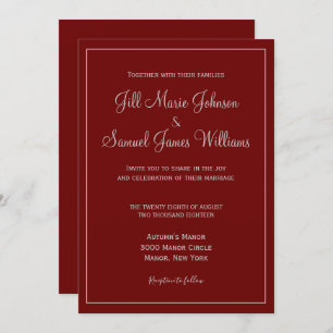 Chic Red and Gray Wedding Invitation