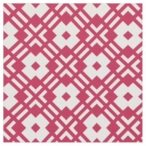 Chic red and white abstract geometric pattern fabric