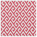 Chic red and white greek key geometric patterns fabric