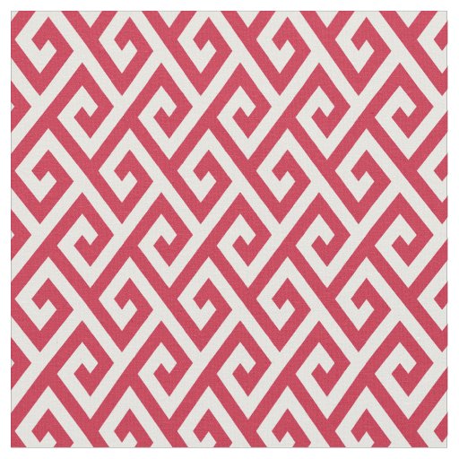 Chic red and white greek key geometric patterns fabric