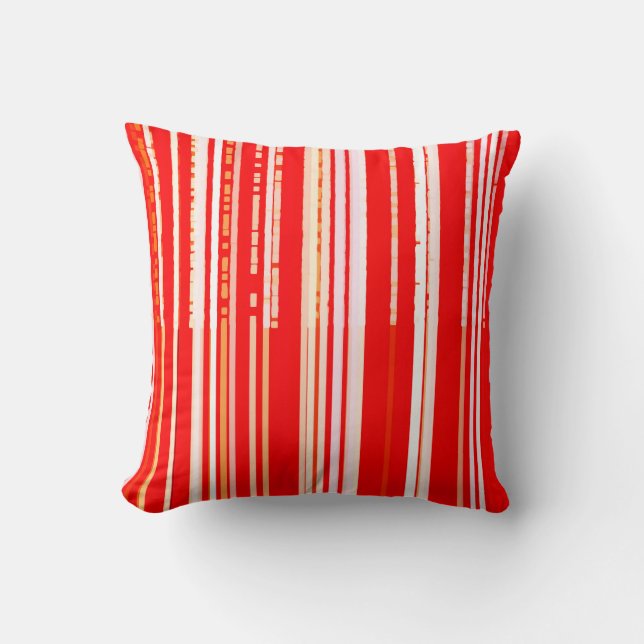 Chic Red and White Stripes Throw Pillow (Front)
