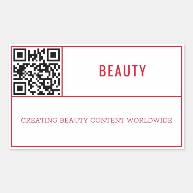 Chic Red Beauty / Fashion Brand QR Code Rectangular Sticker (Front)