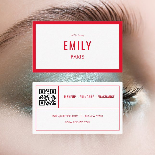 Chic Red Beauty / Fashion QR Code Business Card (Creator Uploaded)