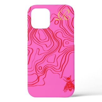 Chic Red Bee Monogram Case-Mate iPhone Case