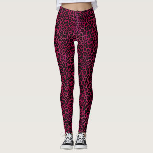 Chic red Black Leopard Print Leggings