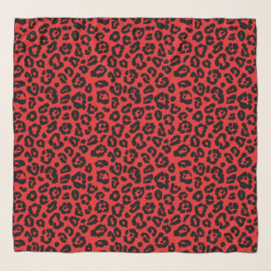 Chic Red Black Leopard Print Scarf