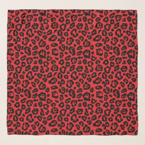 Chic Red Black Leopard Print Scarf