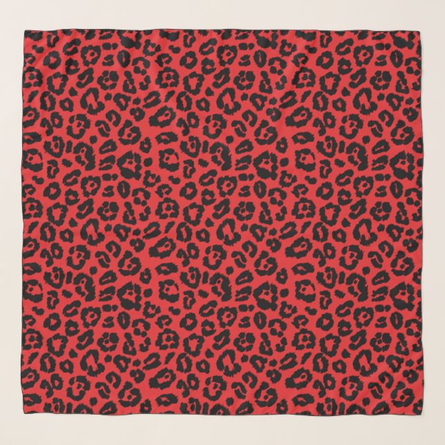 Chic Red Black Leopard Print Scarf (Front)