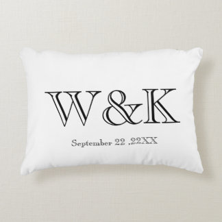 Chic red black monogram wedding keepsake  accent pillow