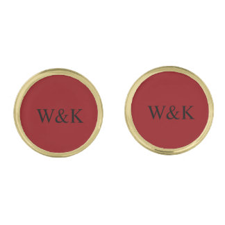 Chic red black monogram wedding keepsake cufflinks
