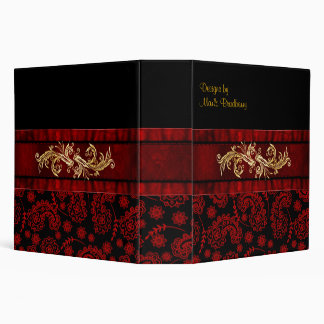 Chic Red & Black Paisley Print Avery Binder