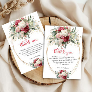 Chic Red Blush Greenery Baby Shower Thank You Card