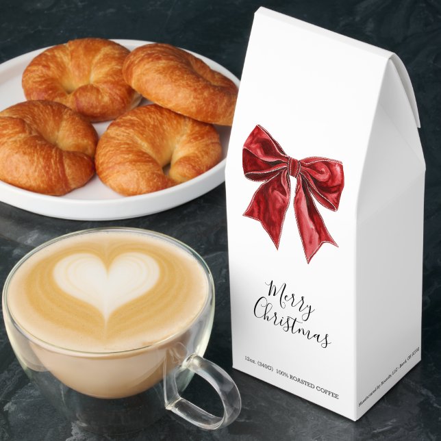 Chic Red Bow Personalized Christmas Roasted Coffee (Breakfast)