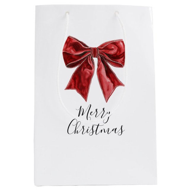 Chic Red Bows Christmas Medium Gift Bag (Front)