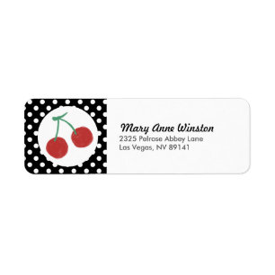 Chic Red Cherry Polkadot Birthday Baby Shower Label