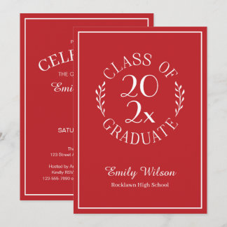 Chic Red Class Of 2026 Graduation Party Invitation