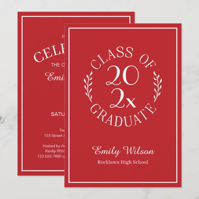 Chic Red Class Of 2026 Graduation Party Invitation (Front/Back)
